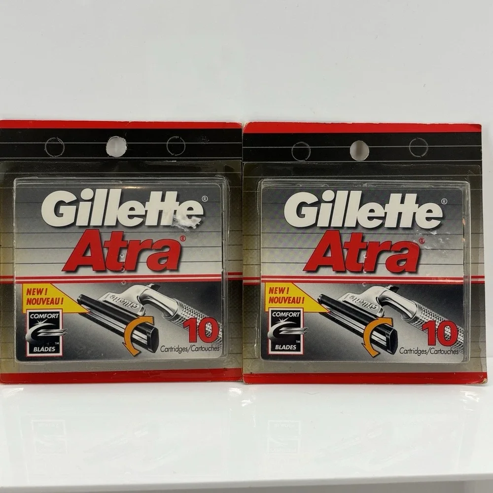 VTG Gillette Atra Razor Cartridges 20 Total Twin Blades 2 Refill Packs NOS 1995